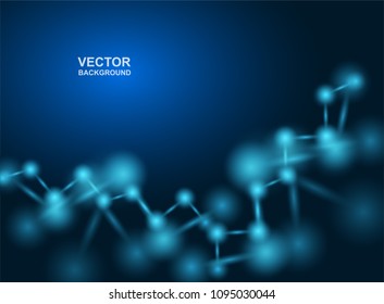 Abstract background. molecules design. Atoms. Medical or Science background . Molecular structure with blue spherical particles. Vector illustration.
