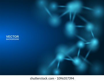 Abstract background. molecules design. Atoms. Medical or Science background . Molecular structure with blue spherical particles. Vector illustration.
