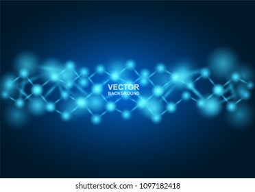 Abstract background. molecules design. Atoms. Medical or Science background . Molecular structure with blue spherical particles. Vector illustration.
