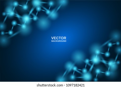 Abstract background. molecules design. Atoms. Medical or Science background . Molecular structure with blue spherical particles. Vector illustration.
