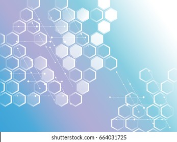 Abstract background of the molecules. The hexagonal structure of chemistry. Molecular studies. The molecular structure of the hexagonal lattice. background