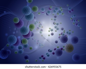 Abstract background with molecules included in the DNA