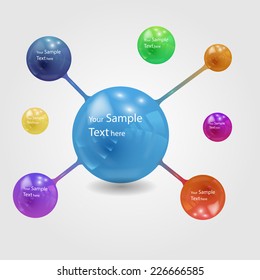 Abstract background with molecules spheres. Vector illustration.