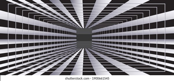 Abstract background. Monochromatic gradient tunnel image. Vector illustration
