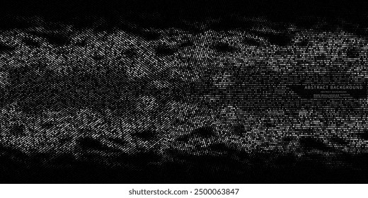 Puntos monocromáticos de fondo Abstractas. Diseño de gradiente de mosaico radial de puntos. Ilustración vectorial.