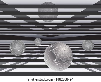 Abstract background. Monochromatic spheres with a gradient. Vector illustration