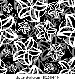 Abstract background of a monochrome floral pattern. Vector
