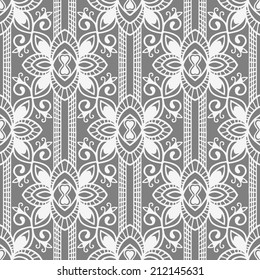 Abstract background, monochrome seamless texture, retro geometric ornament, lace pattern, tribal ethnic decoration, hand drawn artwork