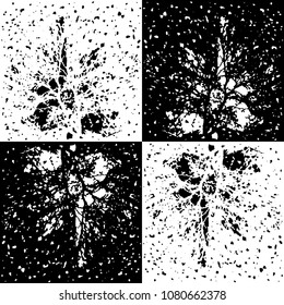 Abstract background Monochrome texture. Grunge Distressed Vector illustration. Scratched, Vintage Effect With Noise Dust. Seamless pattern in black and white Design fashion style trend fabric.