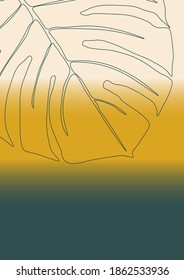 Abstract background with monstera palm leaf