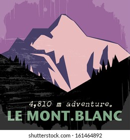 Abstract background with the Mont Blanc, highest mountain in the Alps, vector illustration