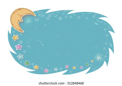 Abstract background. Moon stars and universe. Drawing vector