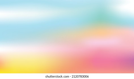 Abstract background  Morning sky rainbow color in spring  Soft sunlight texture Blue Yellow Green Orange Pink gradient mesh in sky  Concept season fun for poster banner web  Vector illustration art