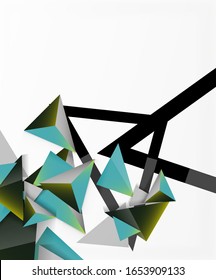 Abstract background, mosaic 3d triangles composition, low poly style design. Vector Illustration For Wallpaper, Banner, Background, Card, Book Illustration, landing page