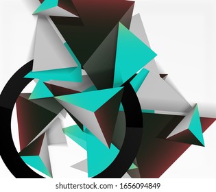 Abstract background, mosaic 3d triangles composition, low poly style design. Vector Illustration For Wallpaper, Banner, Background, Card, Book Illustration, landing page