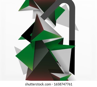 Abstract background, mosaic 3d triangles composition, low poly style design. Vector Illustration For Wallpaper, Banner, Background, Card, Book Illustration, landing page