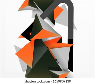 Fondo abstracto, composición de triángulos 3d mosaicos, diseño de estilo polo bajo. Ilustración vectorial para papel tapiz, pancarta, fondo, tarjeta, ilustración del libro, página de inicio