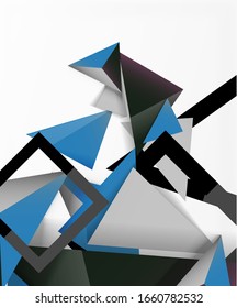 Abstrakter Hintergrund, 3D-Mosaikdreiecke, Low-Poly-Design. Vektorillustration-Illustration für Bildschirmhintergrund, Banner, Hintergrund, Karte, Buchillustration, Landungsseite
