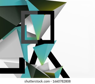Abstract background, mosaic 3d triangles composition, low poly style design. Vector Illustration For Wallpaper, Banner, Background, Card, Book Illustration, landing page