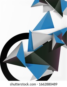 Abstract background, mosaic 3d triangles composition, low poly style design. Vector Illustration For Wallpaper, Banner, Background, Card, Book Illustration, landing page