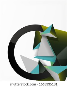 Abstract background, mosaic 3d triangles composition, low poly style design. Vector Illustration For Wallpaper, Banner, Background, Card, Book Illustration, landing page