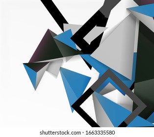 Abstract background, mosaic 3d triangles composition, low poly style design. Vector Illustration For Wallpaper, Banner, Background, Card, Book Illustration, landing page