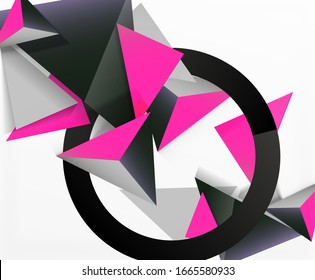 Abstract background, mosaic 3d triangles composition, low poly style design. Vector Illustration For Wallpaper, Banner, Background, Card, Book Illustration, landing page