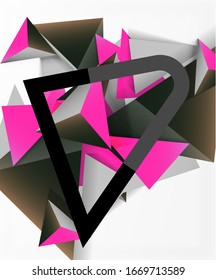 Abstract background, mosaic 3d triangles composition, low poly style design. Vector Illustration For Wallpaper, Banner, Background, Card, Book Illustration, landing page
