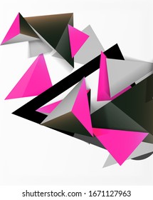 Abstract background, mosaic 3d triangles composition, low poly style design. Vector Illustration For Wallpaper, Banner, Background, Card, Book Illustration, landing page