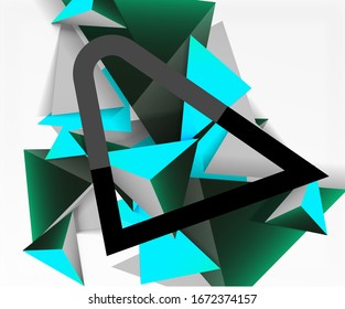 Abstract background, mosaic 3d triangles composition, low poly style design. Vector Illustration For Wallpaper, Banner, Background, Card, Book Illustration, landing page
