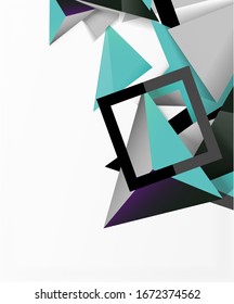 Abstract background, mosaic 3d triangles composition, low poly style design. Vector Illustration For Wallpaper, Banner, Background, Card, Book Illustration, landing page