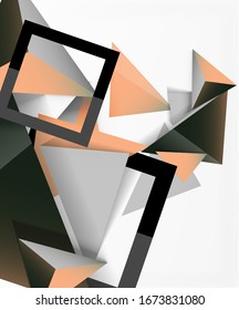 Abstract background, mosaic 3d triangles composition, low poly style design. Vector Illustration For Wallpaper, Banner, Background, Card, Book Illustration, landing page