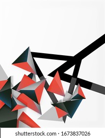 Abstract background, mosaic 3d triangles composition, low poly style design. Vector Illustration For Wallpaper, Banner, Background, Card, Book Illustration, landing page