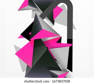 Abstract background, mosaic 3d triangles composition, low poly style design. Vector Illustration For Wallpaper, Banner, Background, Card, Book Illustration, landing page