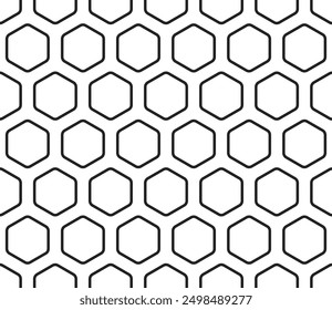 Fondo Abstractas con Formas hexagonales de mosaico. Negrita hexágonos redondeados con celdas de mosaico con relleno. Grandes Formas hexagonales. Ilustración vectorial de baldosas sin costuras.