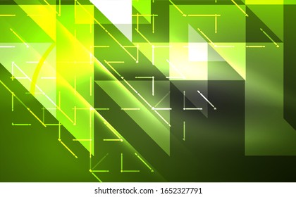 Abstract background, mosaic triangle pattern with transparent effects on glowing neon shiny backdrop. Vector Illustration For Wallpaper, Banner, Background, Card, Book Illustration, landing page