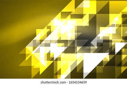 Abstract background, mosaic triangle pattern with transparent effects on glowing neon shiny backdrop. Vector Illustration For Wallpaper, Banner, Background, Card, Book Illustration, landing page