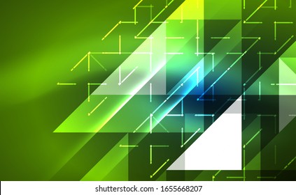 Abstract background, mosaic triangle pattern with transparent effects on glowing neon shiny backdrop. Vector Illustration For Wallpaper, Banner, Background, Card, Book Illustration, landing page