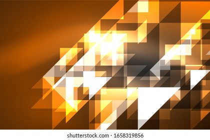 Abstract background, mosaic triangle pattern with transparent effects on glowing neon shiny backdrop. Vector Illustration For Wallpaper, Banner, Background, Card, Book Illustration, landing page