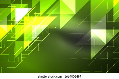 Abstract background, mosaic triangle pattern with transparent effects on glowing neon shiny backdrop. Vector Illustration For Wallpaper, Banner, Background, Card, Book Illustration, landing page