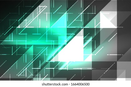 Abstract background, mosaic triangle pattern with transparent effects on glowing neon shiny backdrop. Vector Illustration For Wallpaper, Banner, Background, Card, Book Illustration, landing page