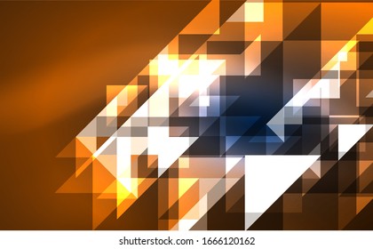 Abstract background, mosaic triangle pattern with transparent effects on glowing neon shiny backdrop. Vector Illustration For Wallpaper, Banner, Background, Card, Book Illustration, landing page