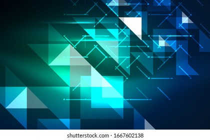 Abstract background, mosaic triangle pattern with transparent effects on glowing neon shiny backdrop. Vector Illustration For Wallpaper, Banner, Background, Card, Book Illustration, landing page