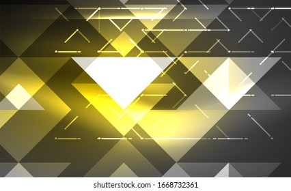 Abstract background, mosaic triangle pattern with transparent effects on glowing neon shiny backdrop. Vector Illustration For Wallpaper, Banner, Background, Card, Book Illustration, landing page