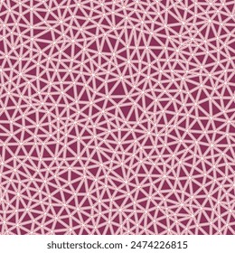 Abstract background with mosaic triangle shapes. Tiny triangles size. Solid shapes in frames. Single color tone style. Repeatable pattern. Creative vector tiles. Mauve Harmony.