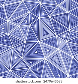 Abstract background with mosaic triangle shapes. Large triangles size. Multiple repeated inner triangles. Mono tone colored style. Repeatable pattern. Creative vector tiles.