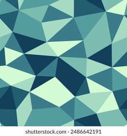 Abstract background with mosaic triangle shapes. Compact triangle size. Repeatable pattern. Creative vector tiles. Tranquil oceanic gradient. Seamless vector illustration.