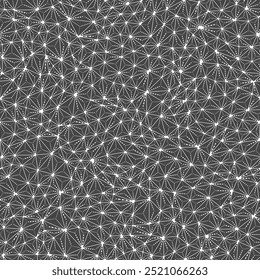 Fondo Abstractas con Formas de triángulo de mosaico. Múltiples triángulos internos repetidos. Pequeños triángulos de tamaño. Estilo blanco y negro. Patrón sin fisuras. Azulejos de Vector creativos. Ilustración vectorial vibrante.