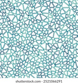 Abstract background with mosaic triangle shapes. Small triangles size. Multiple colors style. Rounded triangular cells outlined. Repeatable pattern. Aquatic Harmony Palette. Creative vector tiles.