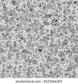 Abstract background with mosaic triangle shapes. Tiny triangles size. Solid shapes in frames. Monotone colored style. Repeatable pattern. Creative vector tiles. Grey spectrum shift.